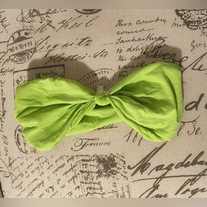 Strapless neon green bikini top